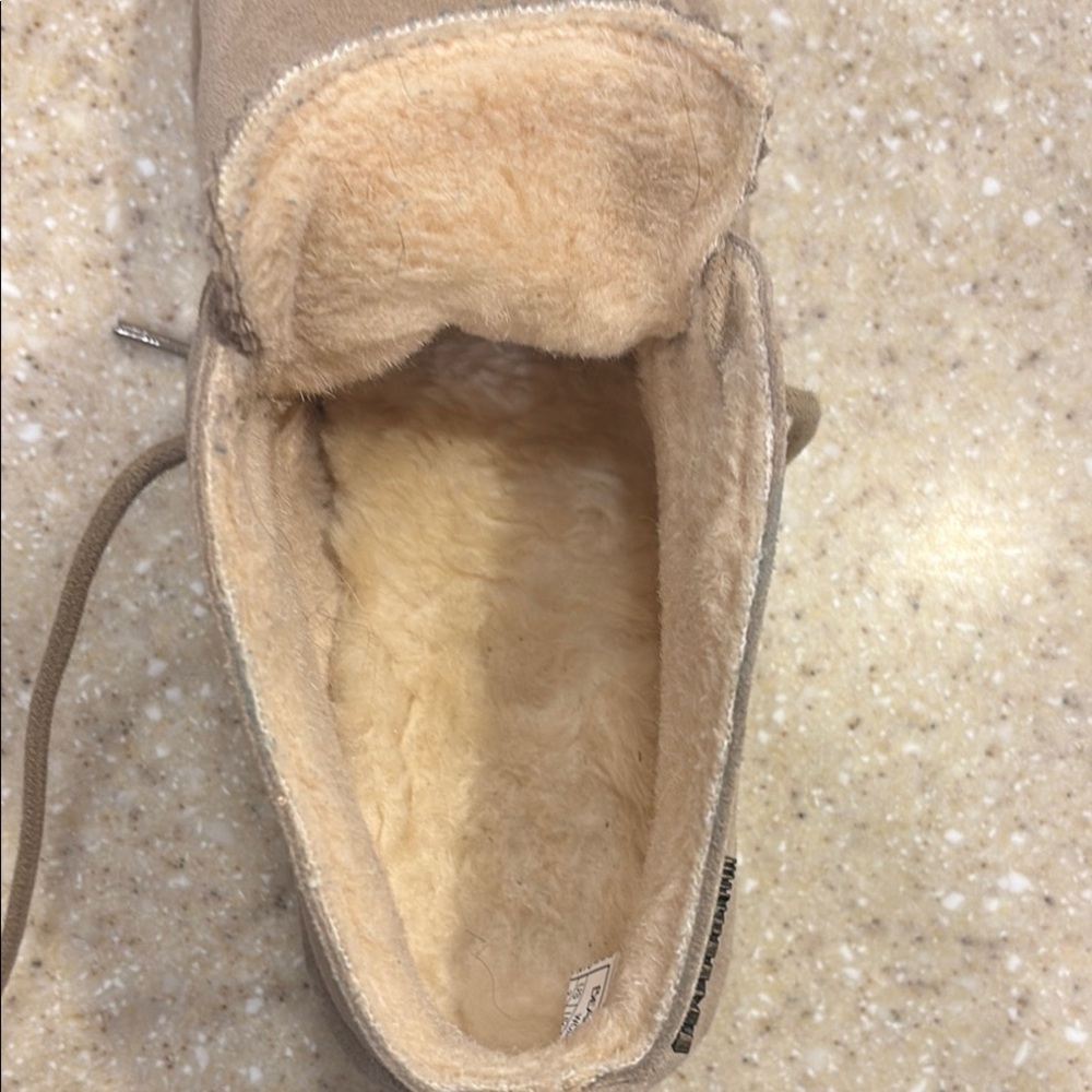 BearPaw Tan Suede Boots with Lace-Up Designs - Picture 5 of 9